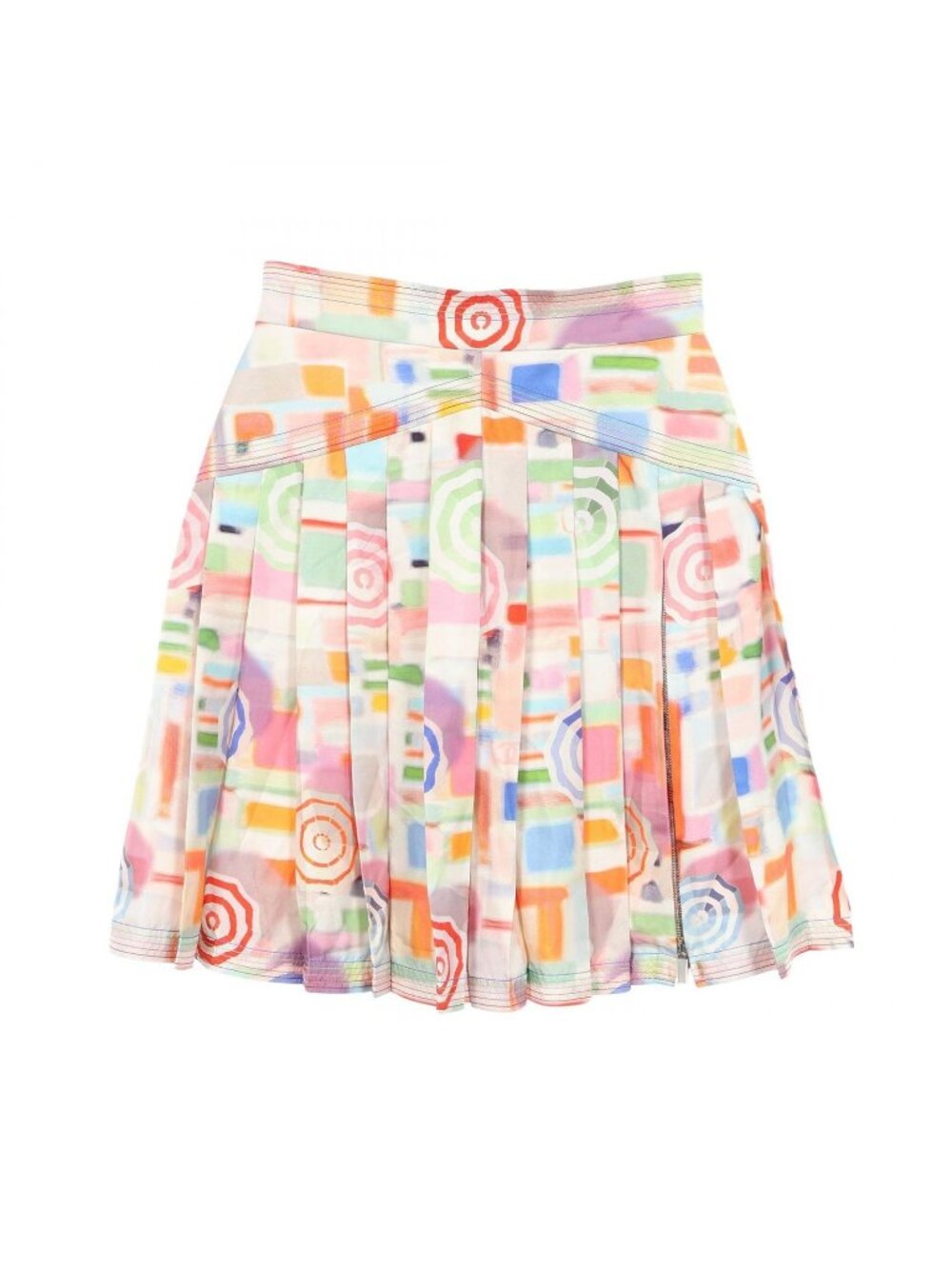 Chanel Skirt CC Logo Pleats Multi Silk